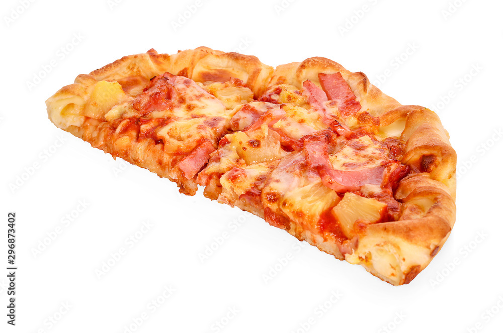 Slice of tasty pizza with vegetables isolated on white Slice of tasty pizza with vegetables isolated on white