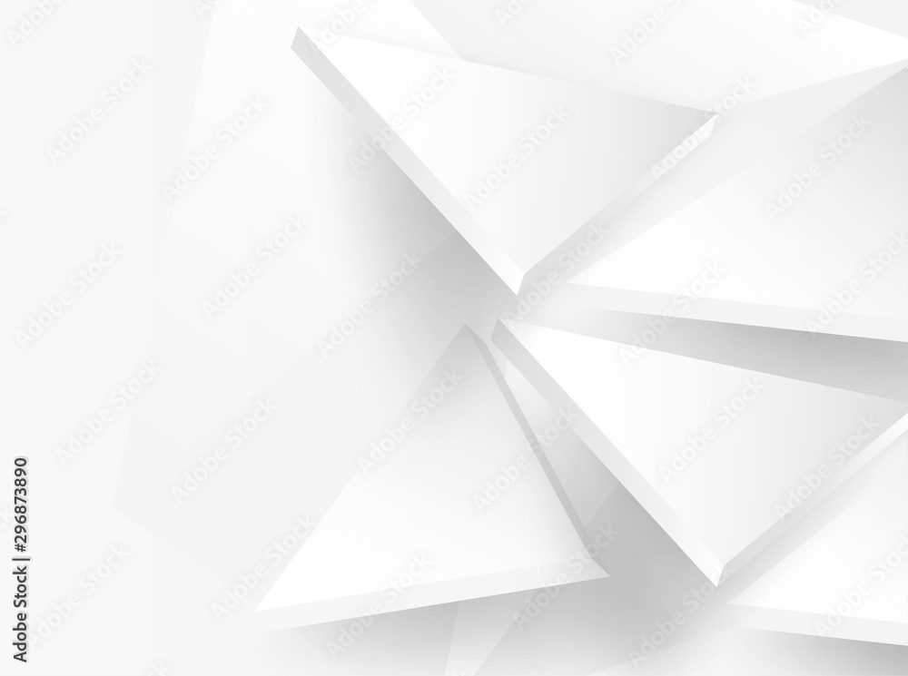 Abstract. Flying polygon triangle paper white Background. light and shadow .Vector.