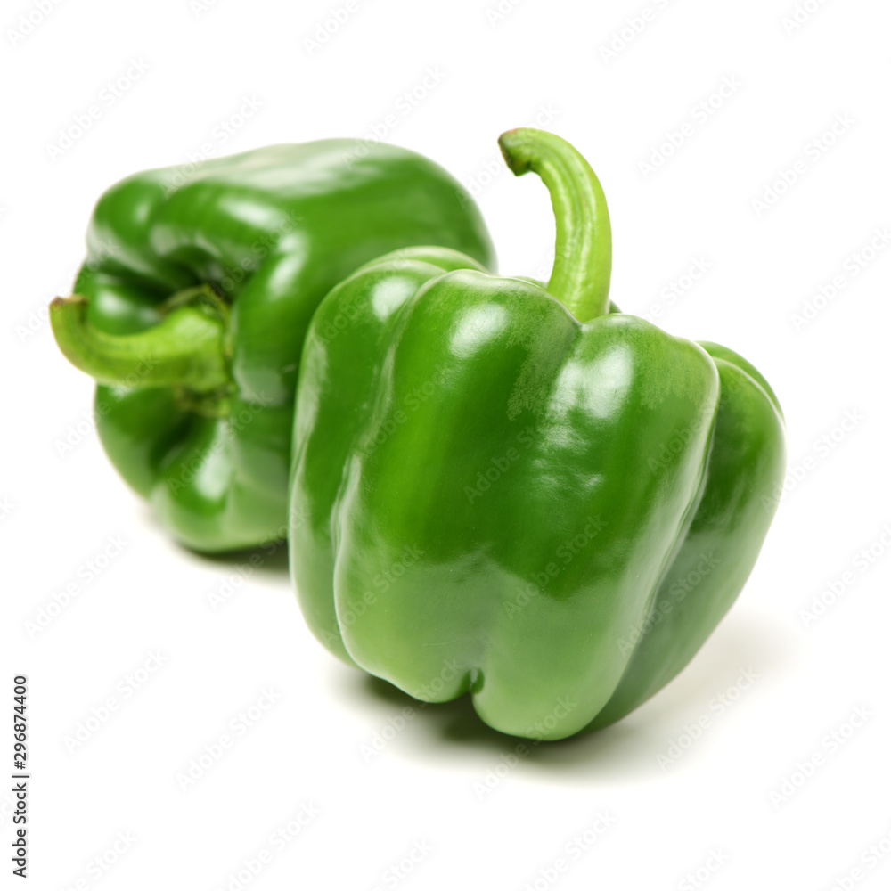 fresh green bell pepper (capsicum) on a white background fresh green bell pepper (capsicum) on a white background