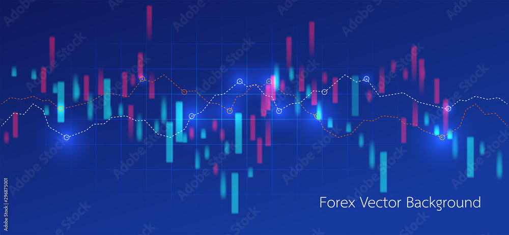 Stock market or forex trading.Candlestick chart in financial market.vector illustration on blue background. Stock market or forex trading.Candlestick chart in financial market.vector illustration on blue background.