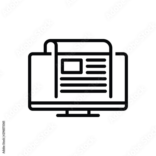 Black line icon for news story 