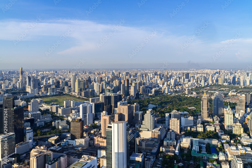 The Metropolitan Bangkok City - Aerial  view urban tower Bangkok city Thailand on April 2019 , blue sky background , Cityscape Thailand