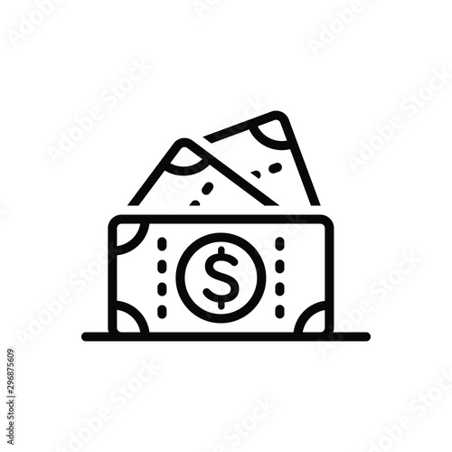 Black line icon for cash 