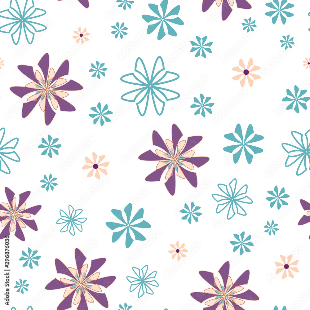 Geometric floral flowers scattered repeat vector pattern surface design Geometric floral flowers scattered repeat vector pattern surface design