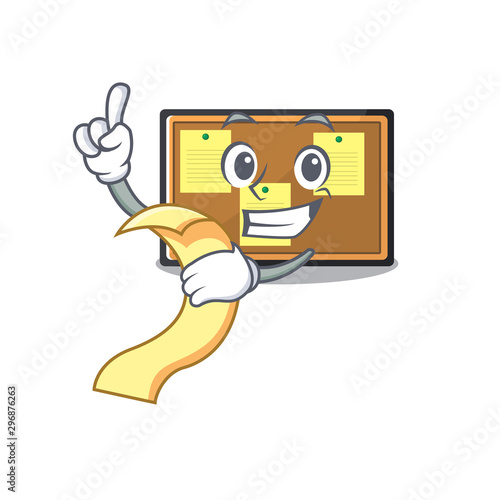 With menu bulletin board isolated in the mascot