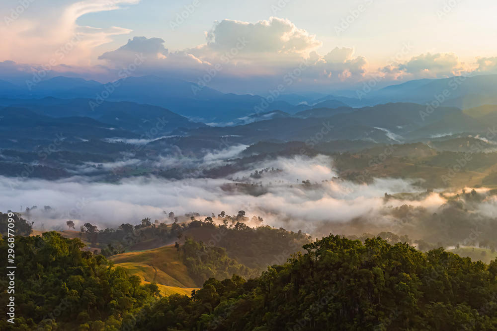 Mountains and fog, Soft focus for the background 