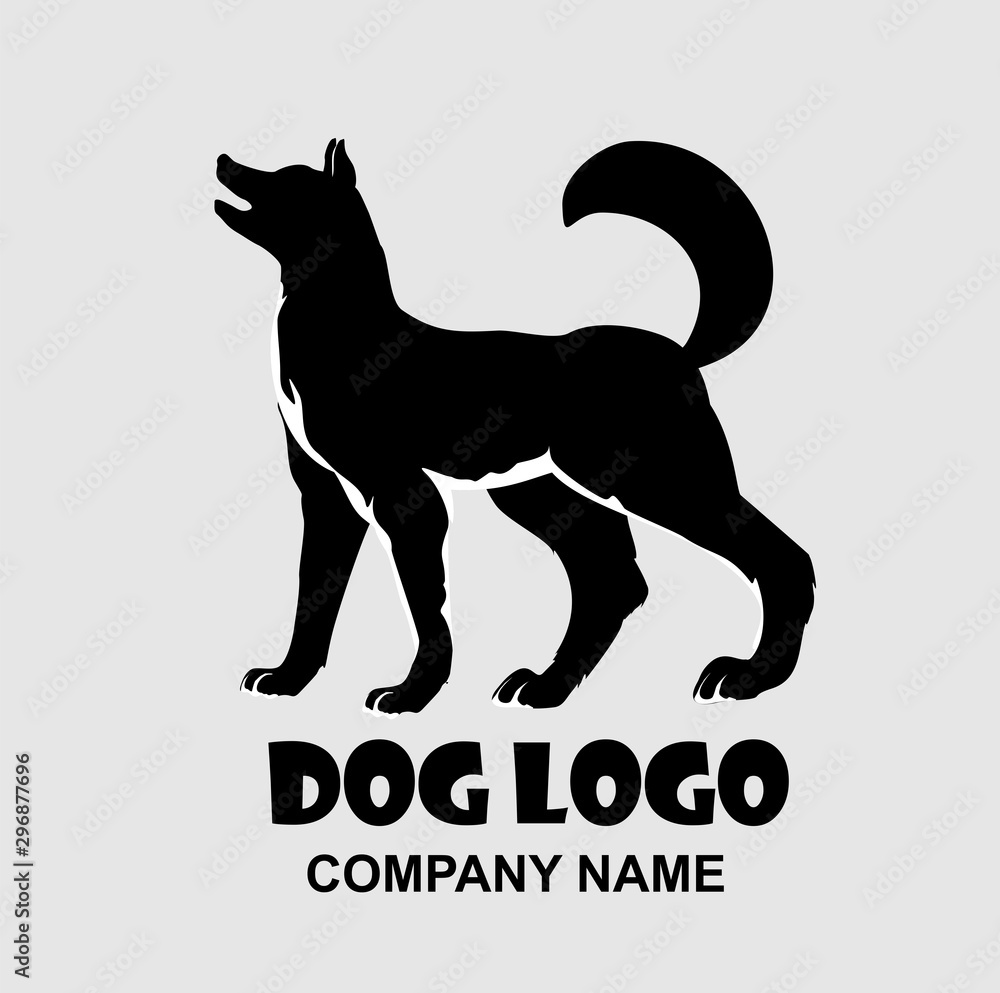 Barking dog black logo design vector icon Barking dog black logo design vector icon