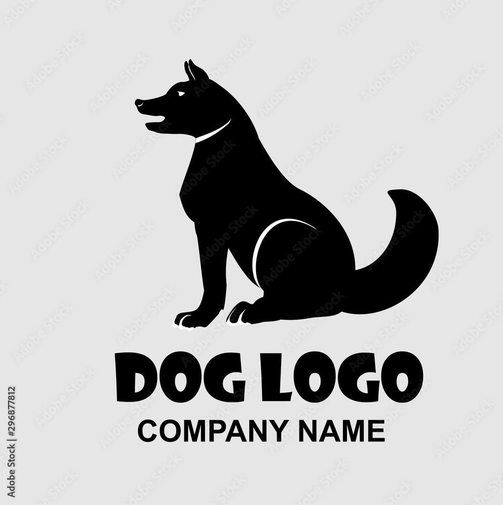 Sitting dog black logo design vector icon