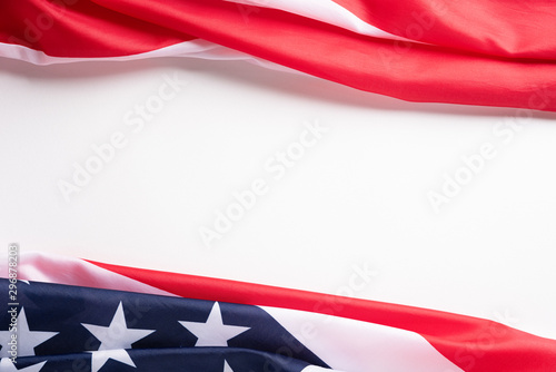 Happy Veterans Day. American flags against a white background.