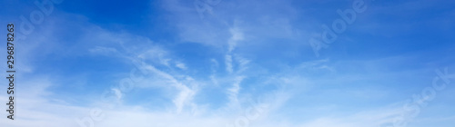 Panorama of clear blue sky with white cloud background. Clearing day and Good weather in the morning.