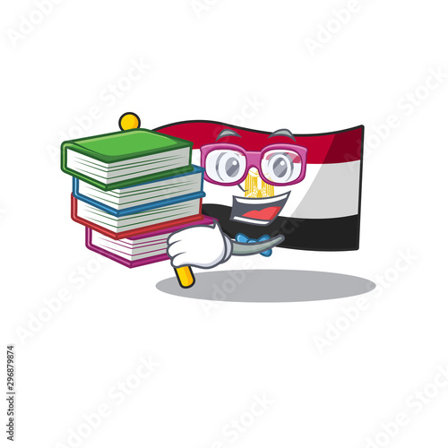Student with book flag egypt character isolated with cartoon