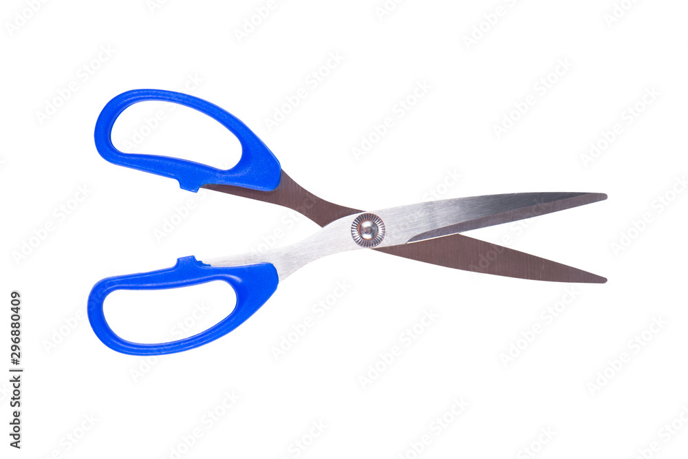 Blue scissors isolated on a white background. Blue scissors isolated on a white background.