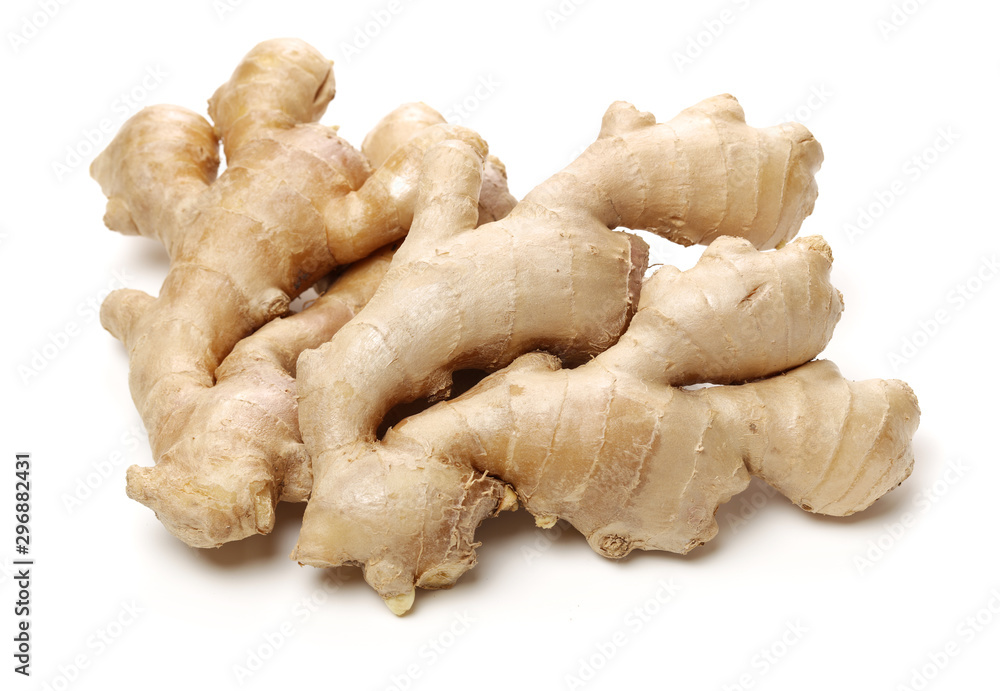 Fresh ginger on white background