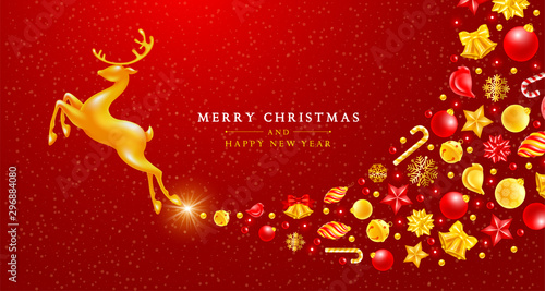 Festive Christmas And New Year Greeting Card