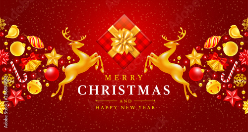 Festive Christmas And New Year Greeting Card