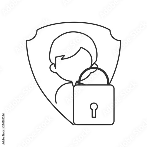 Kid's safety concept. Outline thin line illustration. Isolated on white background. 