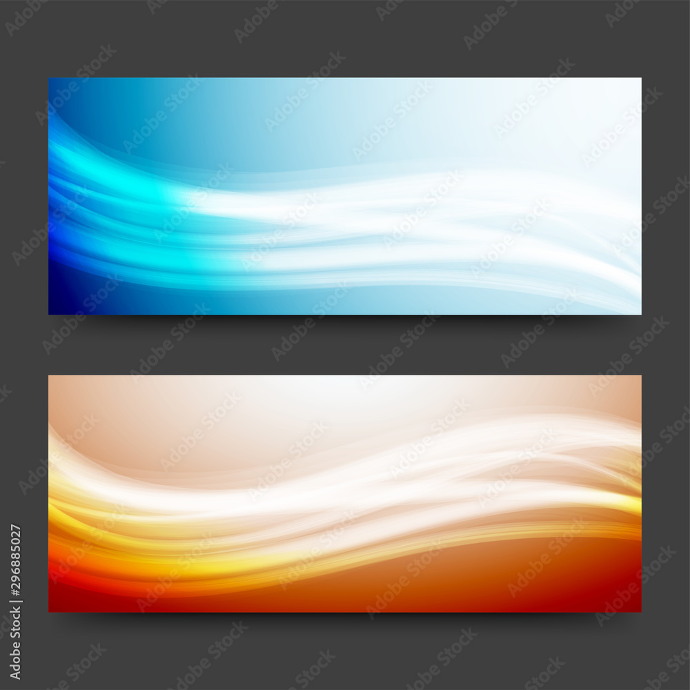 Website headers or banners set with glossy waves. Website headers or banners set with glossy waves.