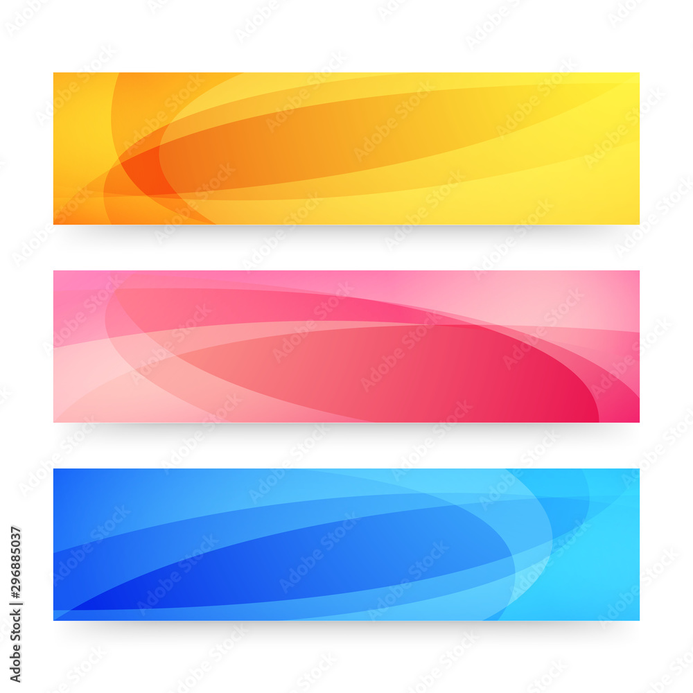 Colorful abstract website headers or banners set.