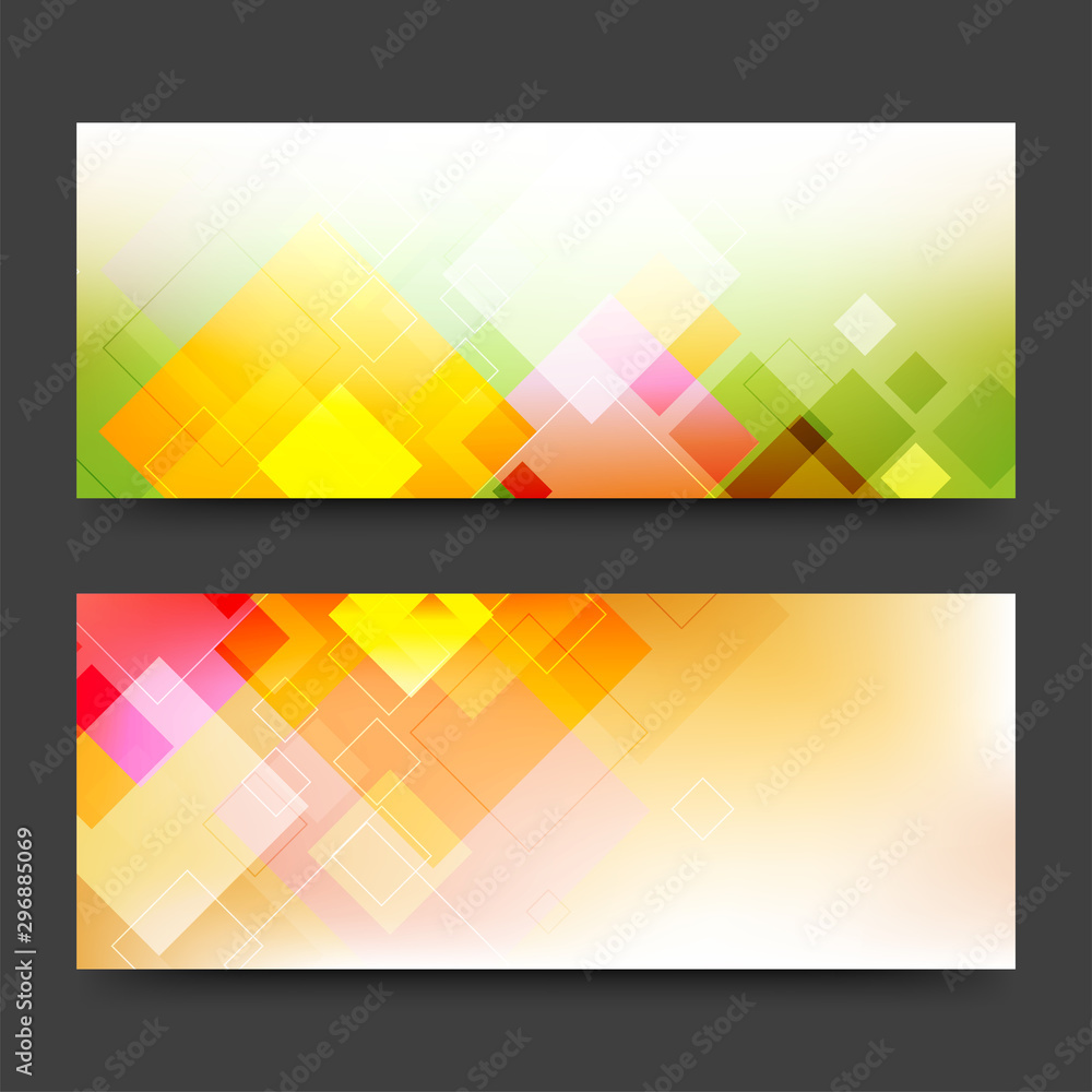 Website banners set with colorful squares. Website banners set with colorful squares.