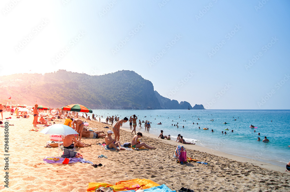 the seashore on the Kleopatra beach. Turkey, Alanya. Relaxing Holiday by the sea the seashore on the Kleopatra beach. Turkey, Alanya. Relaxing Holiday by the sea