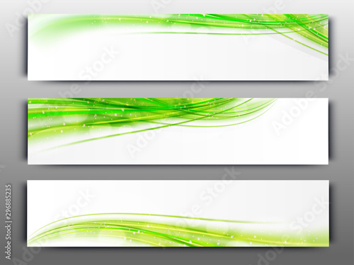 Website headers or banners with green waves.