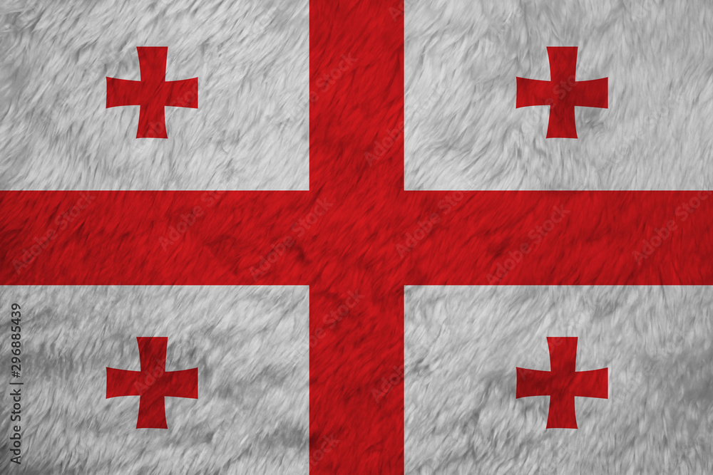 Towel fabric pattern flag of Georgia, white rectangle, with a large red cross. four Bolnur-Katskhuri crosses on four corners. Towel fabric pattern flag of Georgia, white rectangle, with a large red cross. four Bolnur-Katskhuri crosses on four corners.