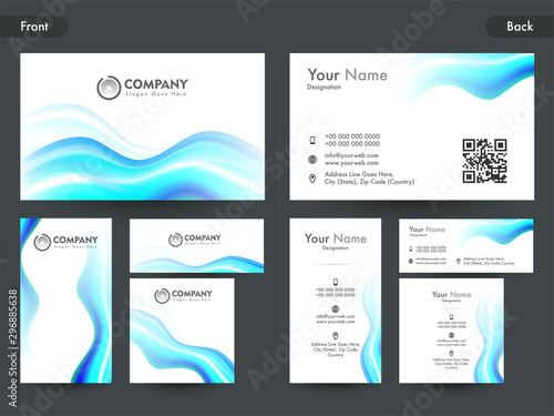Business Card or Visiting Card with glossy waves.