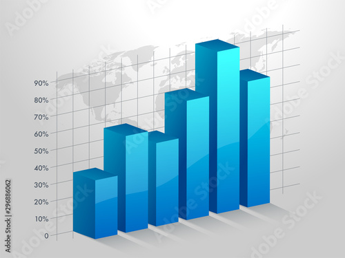 3D blue bar chart infographic for Business.