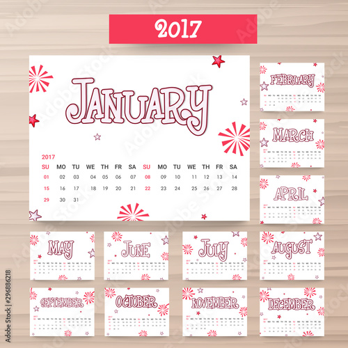 Yearly Calendar design for 2017.