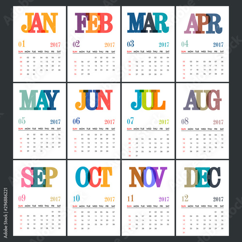 Annual Calendar design of New Year.