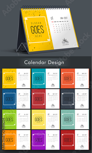 Colorful Yearly Calendar design.