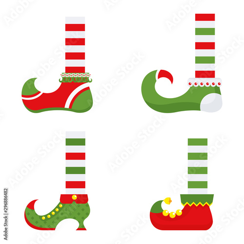 Santa little helpers in medieval pointed shoes.