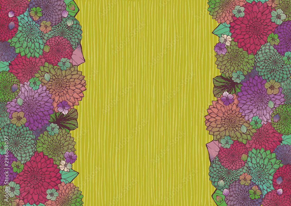 レトロな和風の花柄背景素材 和柄 年賀状 招待状 着物柄 手書き素材 Stock Illustration Adobe Stock レトロな和風の花柄背景素材 和柄 年賀状 招待状 着物柄 手書き素材 Stock Illustration Adobe Stock