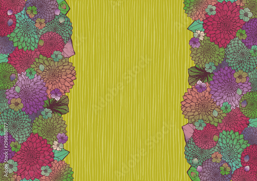 レトロな和風の花柄背景素材 和柄 年賀状 招待状 着物柄 手書き素材 Stock Illustration Adobe Stock