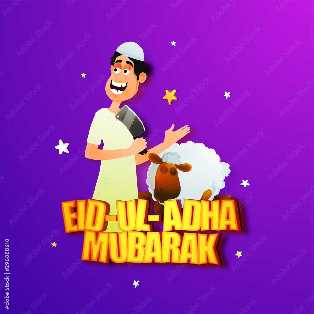 Eid-Ul-Adha Mubarak poster with Islamic Man.