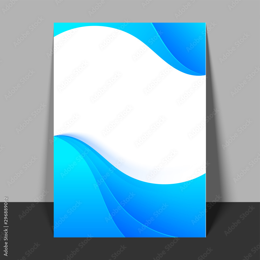 Abstract Flyer, Template with blue waves. Abstract Flyer, Template with blue waves.