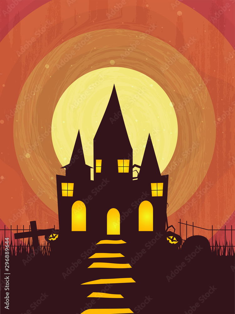 Spooky castle for Halloween celebration.