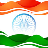 Indian Flag colors background with Ashoka Wheel.