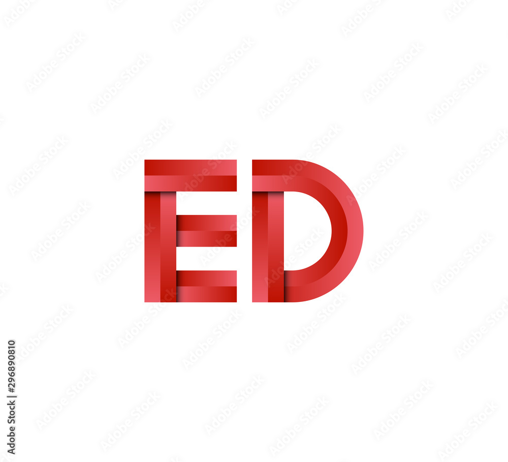 Initial two letter red 3D logo vector ED Initial two letter red 3D logo vector ED