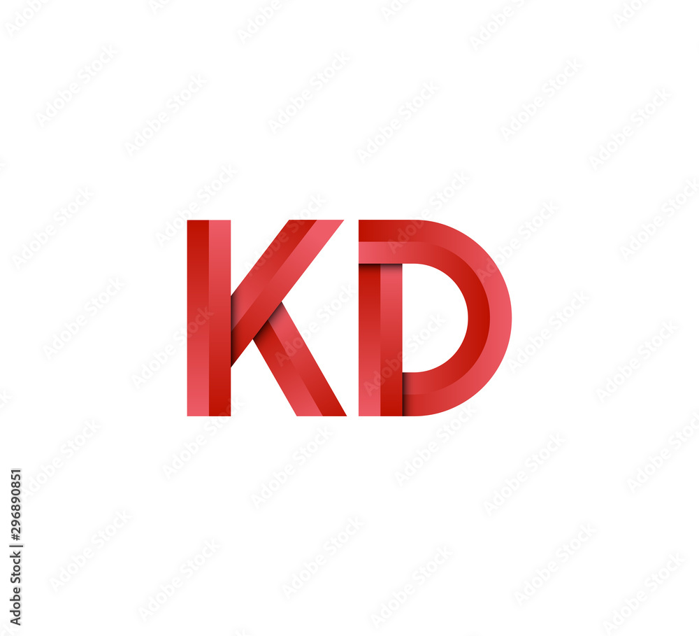 Initial two letter red 3D logo vector KD