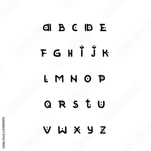 Set of vector ethnic alphabet letters. Lowercase letters in authentic indigenous style. For hipster theme, trendy boho posters and banners