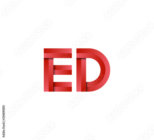Initial two letter red 3D logo vector ED