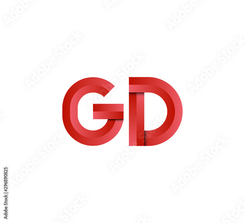 Initial two letter red 3D logo vector GD