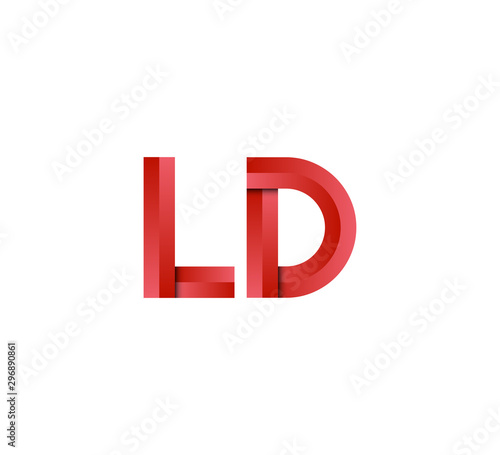 Initial two letter red 3D logo vector LD