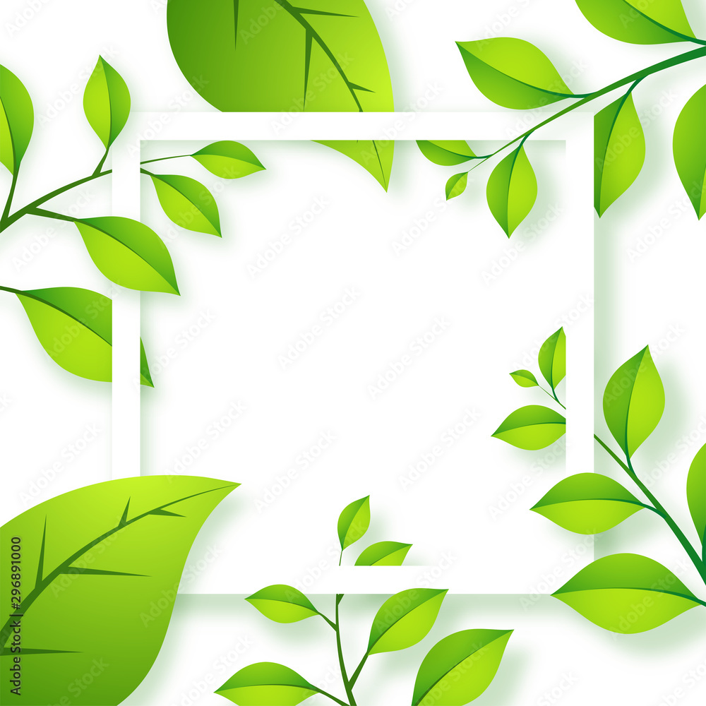 Ecological background with green leaves.