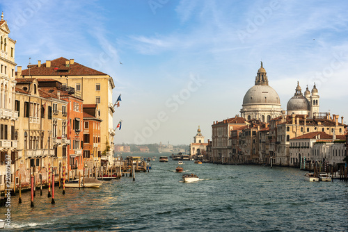 Venice, Canal Grande (Grand Canal) and the Basilica of Santa Maria della Salute (Saint Mary of Health, 1631-1687), UNESCO world heritage site, Veneto, Italy, Europe