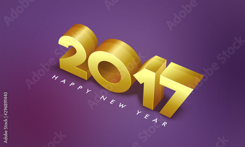 3D Golden Text 2017 for New Year celebration.