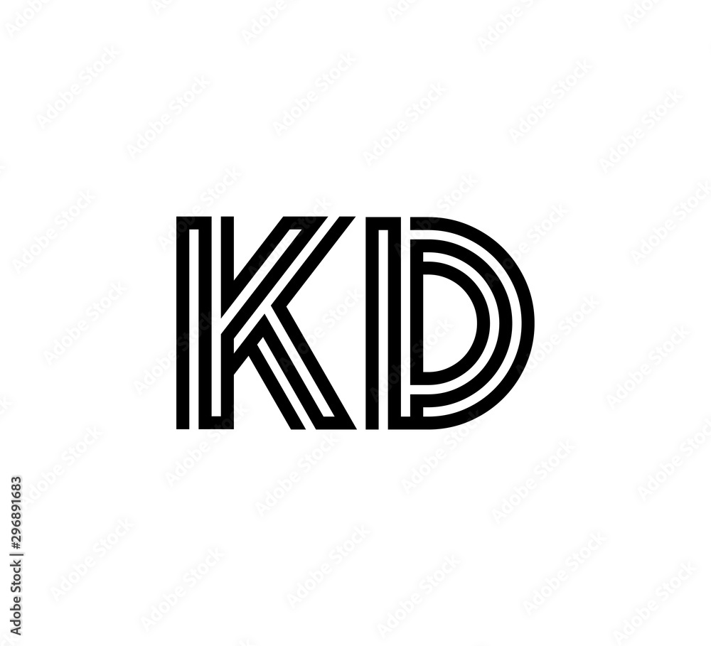 Initial two letter black line shape logo vector KD Initial two letter black line shape logo vector KD