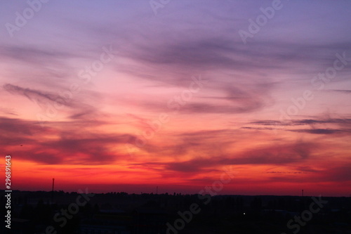 sunset over city