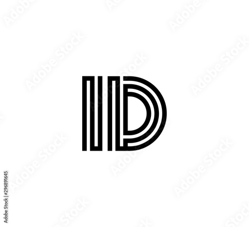 Initial two letter black line shape logo vector ID